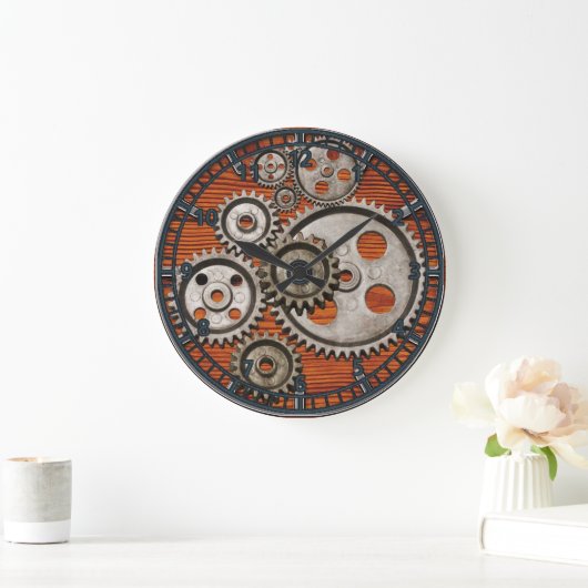 スチームパンク時計ギアエンジンのコグスのまわりにクロック ラージ壁時計 (ホーム)