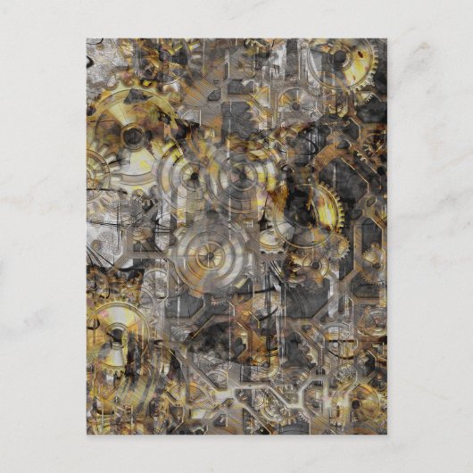 スチームパンク時計ギア ポストカード (正面)