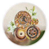 スチームパンク時計ギア |ヴィンテージ引き出しノブの引っ張り セラミックノブ (正面)