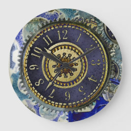 スチームパンク時計パターン ラージ壁時計