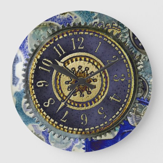 スチームパンク時計パターン ラージ壁時計 (正面)