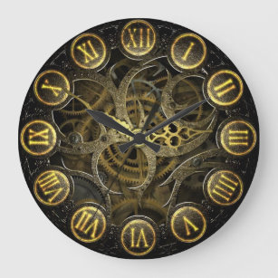 スチームパンク時計ビクトリアン古ギアスタイル ラージ壁時計