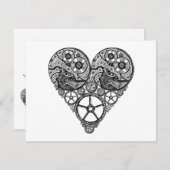 スチームパンク時計及びギアハート 婚約した (正面/裏面)