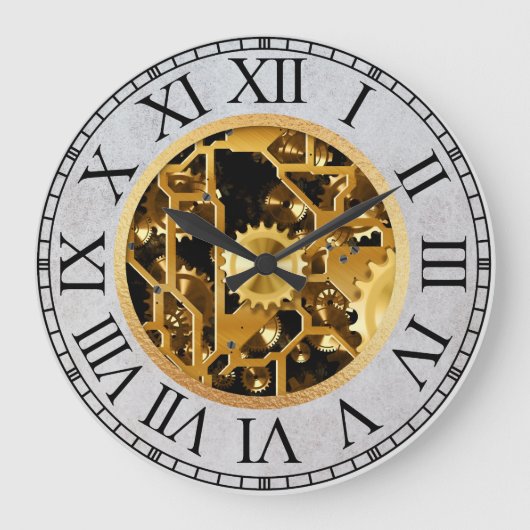スチームパンク時計 ラージ壁時計 (正面)