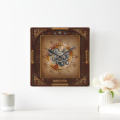 スチームパンク時計~大アンティークギア~ローマ数字~ スクエア壁時計 (ホーム)