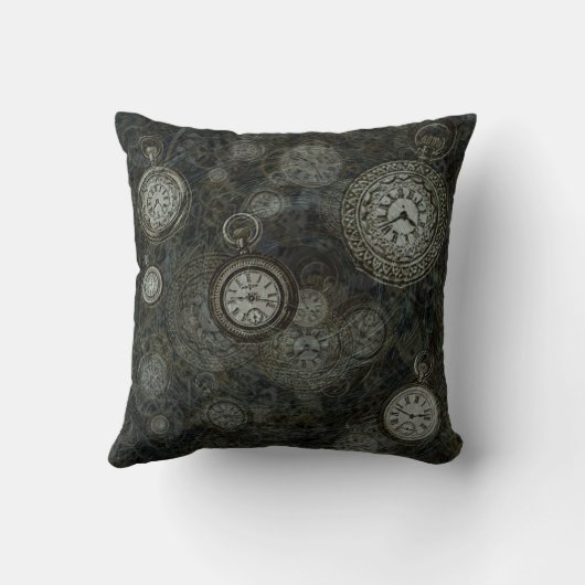 スチームパンク時間の旅行、時計仕掛けのペニーの農園 クッション (裏面)