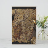 スチームパンク時間旅行アクセサリー,地図,羅針盤 便箋 (スタンド正面)