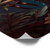 スチームパンク未来的ロボットと花 ポスター (角)