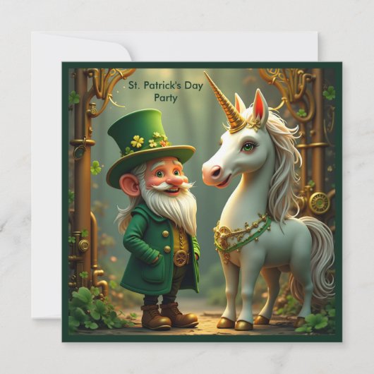 スチームパンク格言 – レプレショーンユニコーンSt patricks day 招待状 (正面)
