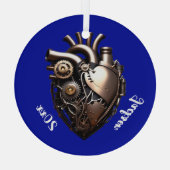 スチームパンク機械ハート ガラスオーナメント (裏面)