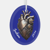 スチームパンク機械ハート ガラスオーナメント (正面右)