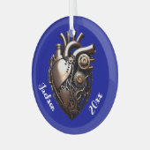 スチームパンク機械ハート ガラスオーナメント (正面左)