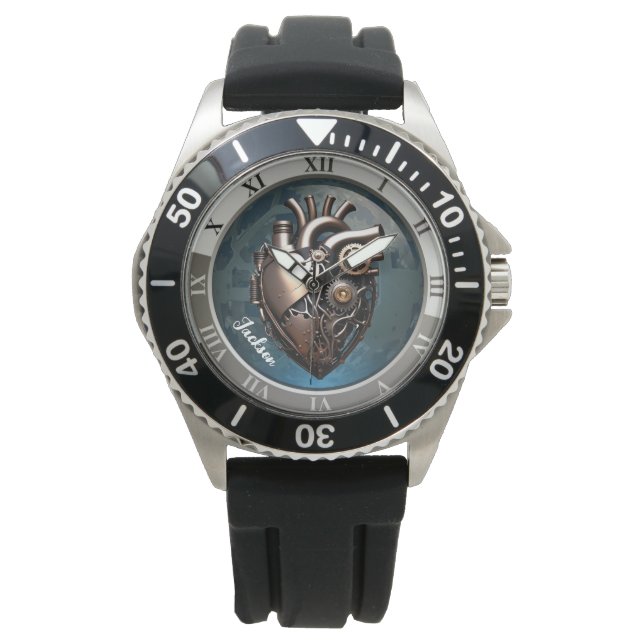 スチームパンク機械式ヒトハート 腕時計 (正面)