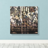 スチームパンク機械機械 キャンバスプリント (インサイチュ (ウッドフロア))