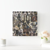 スチームパンク機械機械 スクエア壁時計 (ホーム)