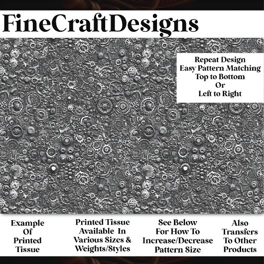 スチームパンク機械的パターン灰色BN3デコページ 薄葉紙