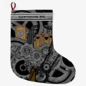 スチームパンク機械(フルカラー) ラージクリスマスストッキング (正面)