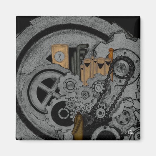 スチームパンク機械 マグネット (正面)