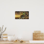 スチームパンク機関車 ポスター (キッチン)