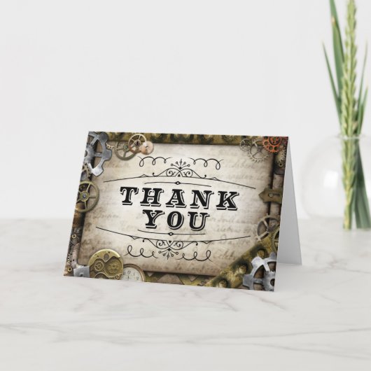 スチームパンク歯車の感謝カード サンキューカード (正面)