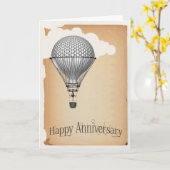 スチームパンク気球ウェディングアニバーサリー カード (黄色い花)