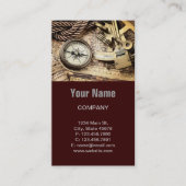 スチームパンク沿岸ビーチ航海のアンティークコンパス 名刺 (正面)