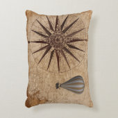 スチームパンク熱気球と古い地図 アクセントクッション (正面(垂直))