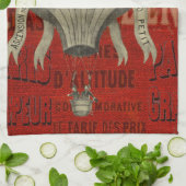 スチームパンク熱気球に乗るグラフィックフォントで赤 キッチンタオル (折り畳み)