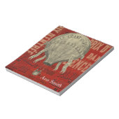 スチームパンク熱気球に乗るグラフィックフォントで赤 ノートパッド (回転)