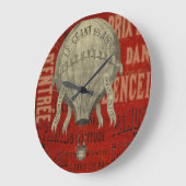 スチームパンク熱気球に乗るグラフィックフォントで赤 ラージ壁時計 (傾斜)