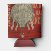 スチームパンク熱気球に乗るグラフィックフォントで赤 缶クーラー (正面)