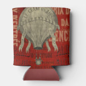 スチームパンク熱気球に乗るグラフィックフォントで赤 缶クーラー (裏面)