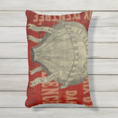 スチームパンク熱気球に乗るグラフィックフォント アウトドアクッション (正面(縦))