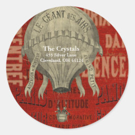 スチームパンク熱気球に乗るグラフィックフォント ラウンドシール