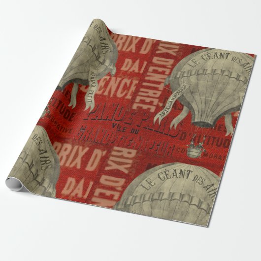 スチームパンク熱気球に乗るグラフィックフォント ラッピングペーパー (アンロールド)