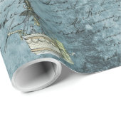 スチームパンク熱気球ダスクブルー手書き ラッピングペーパー (ロールコーナー)