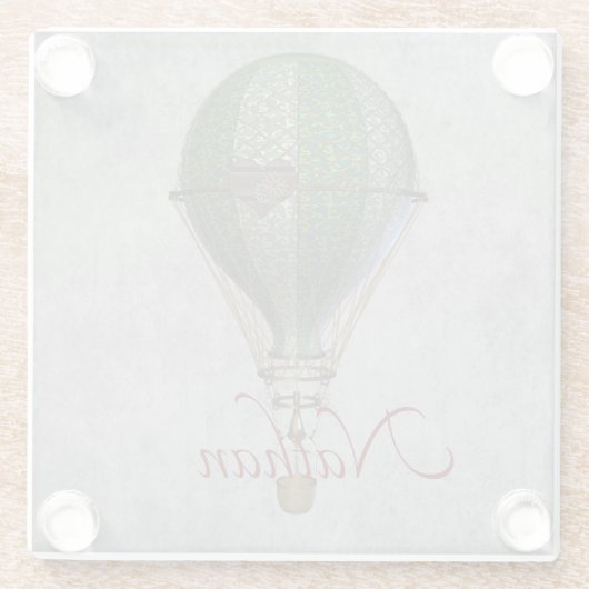 スチームパンク熱気球パーソナライズされた ガラスコースター (裏面)