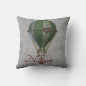 スチームパンク熱気球パーソナライズされた クッション (裏面)