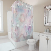 スチームパンク熱気球 |ヴィンテージ フェミニン シャワーカーテン (インサイチュ)