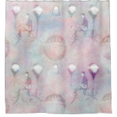 スチームパンク熱気球 |ヴィンテージ フェミニン シャワーカーテン (正面)