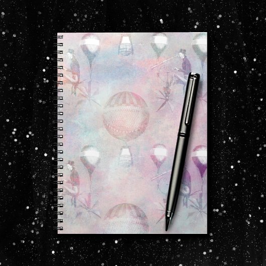 スチームパンク熱気球 |ヴィンテージ フェミニン ノートブック
