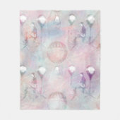 スチームパンク熱気球 |ヴィンテージ フェミニン フリースブランケット (正面)