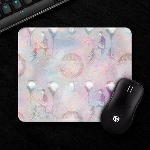 スチームパンク熱気球 ヴィンテージ フェミニン マウスパッド