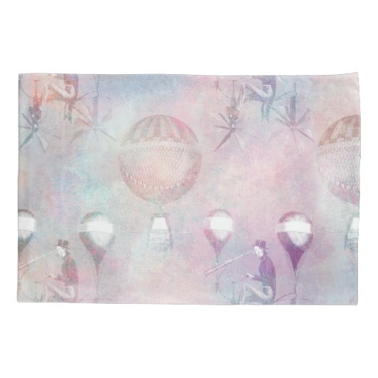 スチームパンク熱気球 |ヴィンテージ フェミニン 枕カバー (裏面)