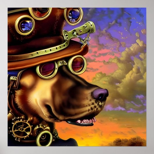 スチームパンク犬の肖像画 ポスター (正面)