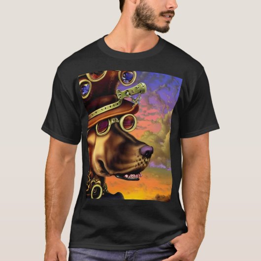 スチームパンク犬の肖像画 Tシャツ (正面)