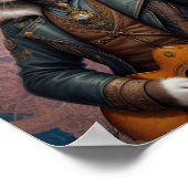 スチームパンク猫の革のジャケット遊とギター – ポスター (角)