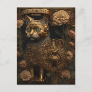 スチームパンク猫ゴシックデジタルアート ポストカード