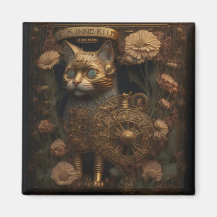 スチームパンク猫ゴシックデジタルアート マグネット