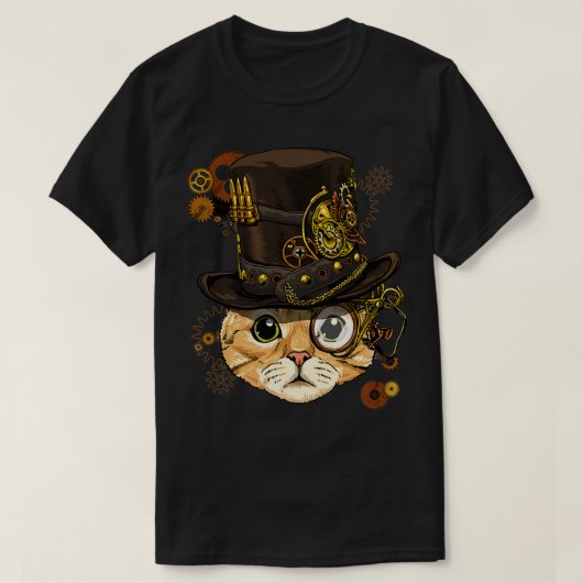 スチームパンク猫スチームパンク猫の女性愛好家 Tシャツ (デザイン正面)